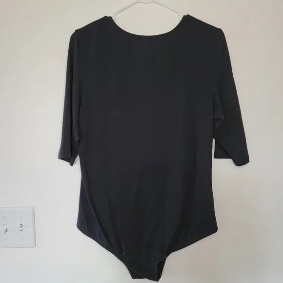 Comfort Choice Black Bodysuit snap closure Size Lg 3/4 length sleeves - Picture 3 of 7